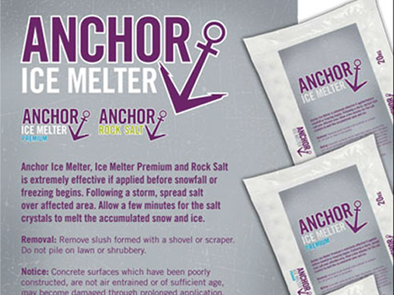 Anchor Ice Melter Sell Sheet - Marketing Bare Bones Marketing in Oakville, Ontario.