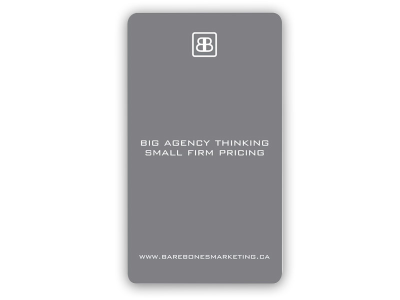 BBM Business Card - Back design, branding with Bare Bones Marketing in Oakville, Ontario.