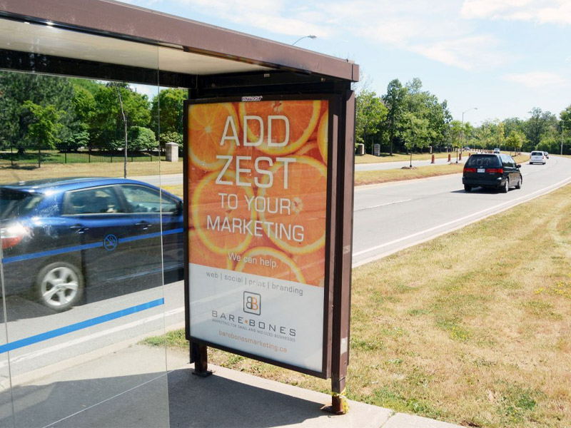BBM Bus Shelter Ad Ad Design - Print branding at Bare Bones Marketing in Oakville, Ontario.