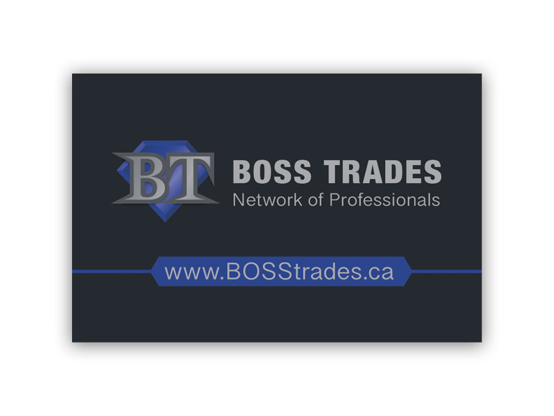 Boss Trades Business Card - Front design, branding with Bare Bones Marketing in Oakville, Ontario.