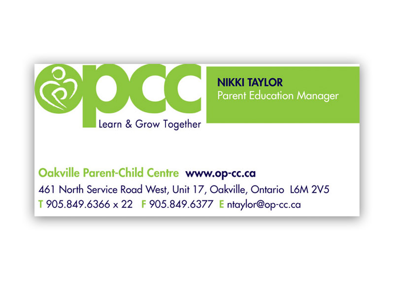 OPCC Business Card - Front design, branding with Bare Bones Marketing in Oakville, Ontario.