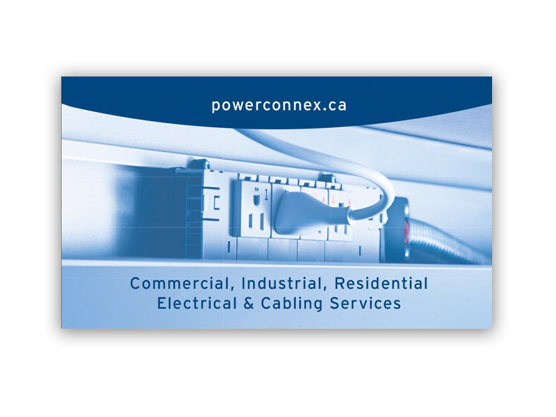 Power Connex Business Card - Back design, branding with Bare Bones Marketing in Oakville, Ontario.