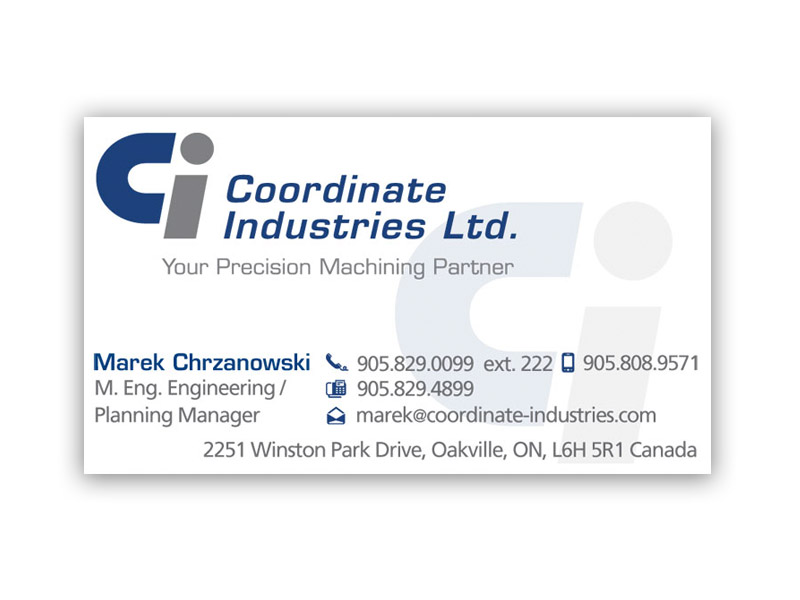 CI Business Card - Back design, branding with Bare Bones Marketing in Oakville, Ontario.