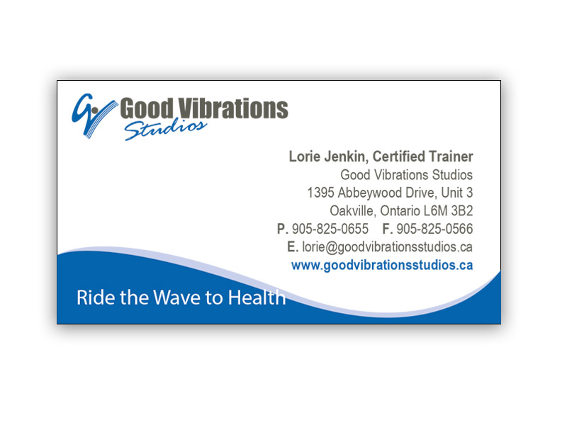 Good Vibrations Business Card - Back design, branding with Bare Bones Marketing in Oakville, Ontario.