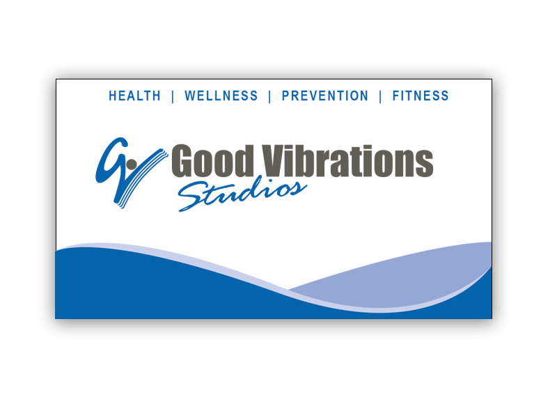 Good Vibrations Business Card - Front design, branding with Bare Bones Marketing in Oakville, Ontario.