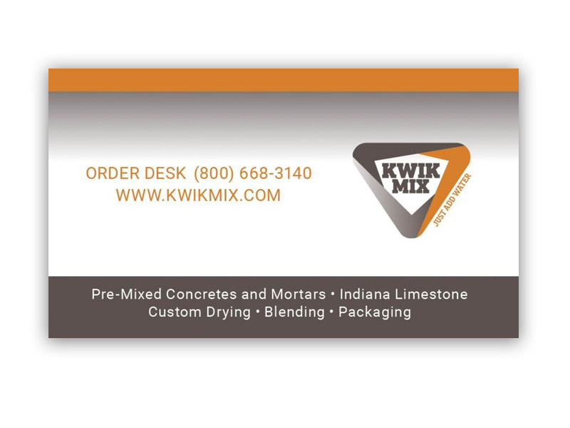 Kwik Mix Business Card - Back design, branding with Bare Bones Marketing in Oakville, Ontario.