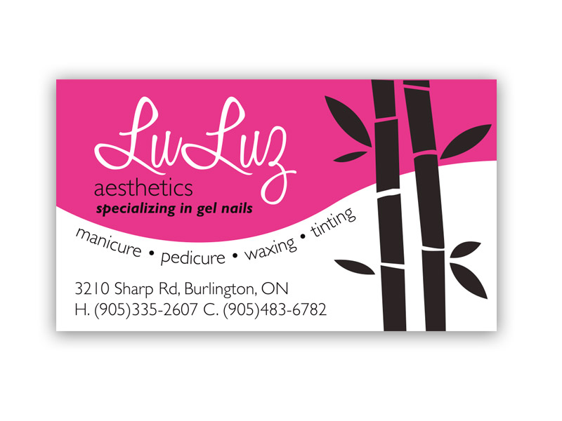 LuLuz Granite Business Card - Front design, branding with Bare Bones Marketing in Oakville, Ontario.