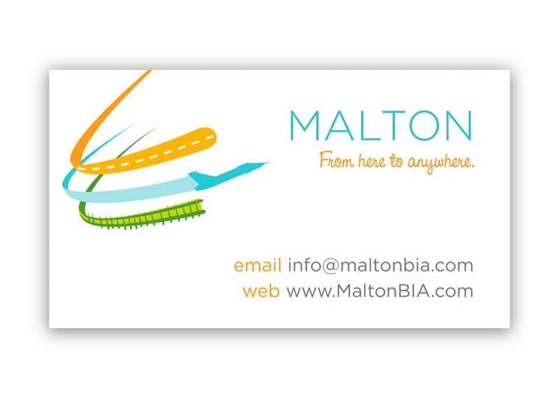 Malton BIA Business Card - Front design, branding with Bare Bones Marketing in Oakville, Ontario.