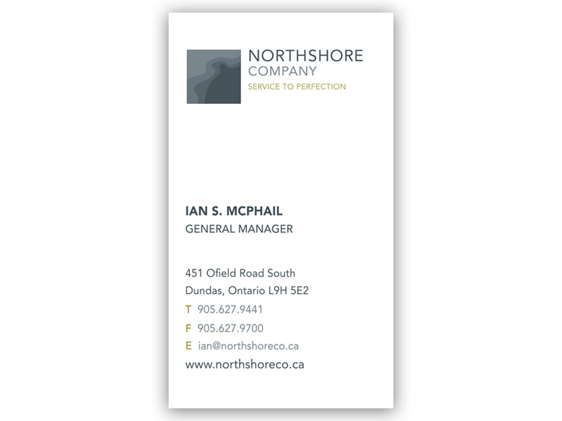 NorthShore Business Card - Front design, branding with Bare Bones Marketing in Oakville, Ontario.