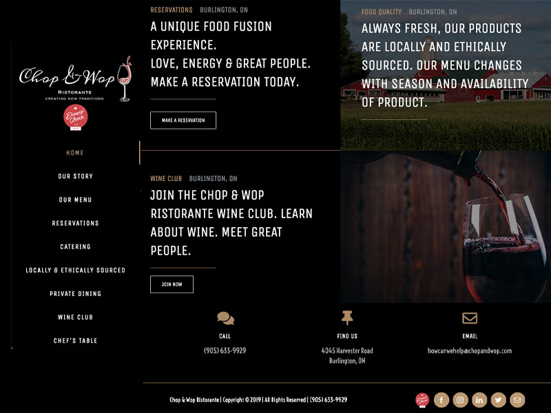 Web Design - Chop and Wop website, Bare Bones Marketing in Oakville, Ontario.