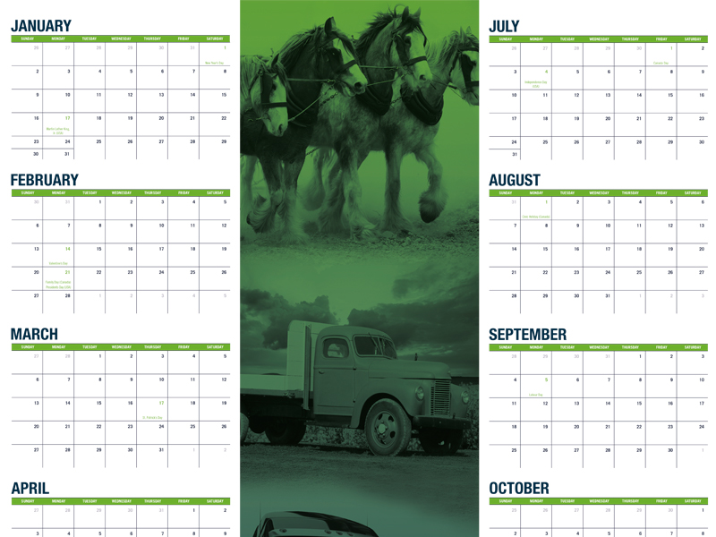 Calendar Design - GX Transport with Bare Bones Marketing in Oakville, Ontario.