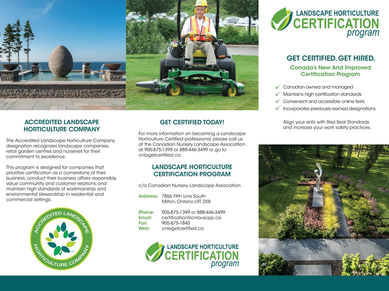 Landscape Horticulture front - Brochure design with Bare Bones Marketing in Oakville, Ontario.