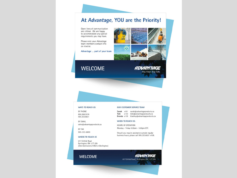 Welcome Advantage Postcard Design - branding with Bare Bones Marketing.