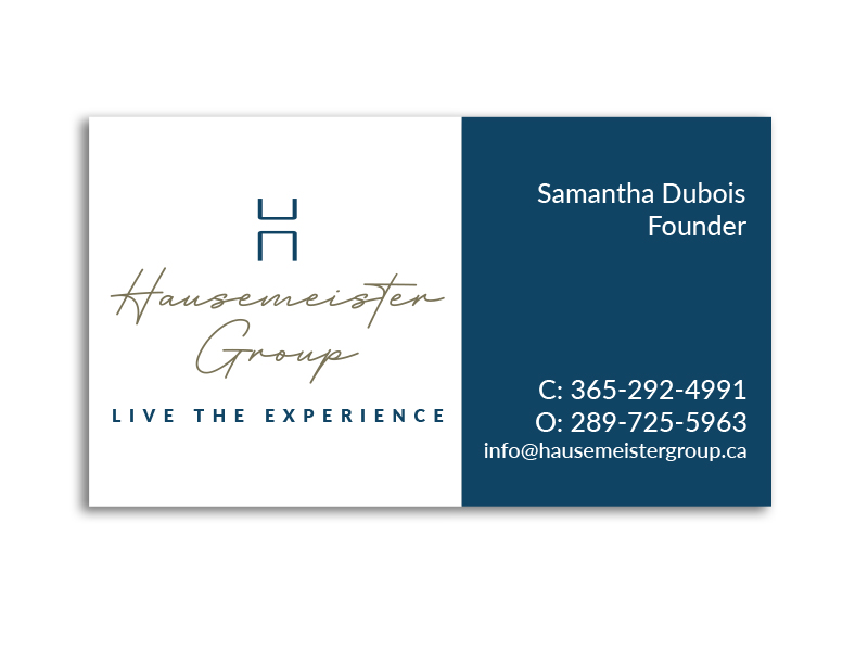 Hausemeister Group - Business card front design by Bare Bones Marketing.